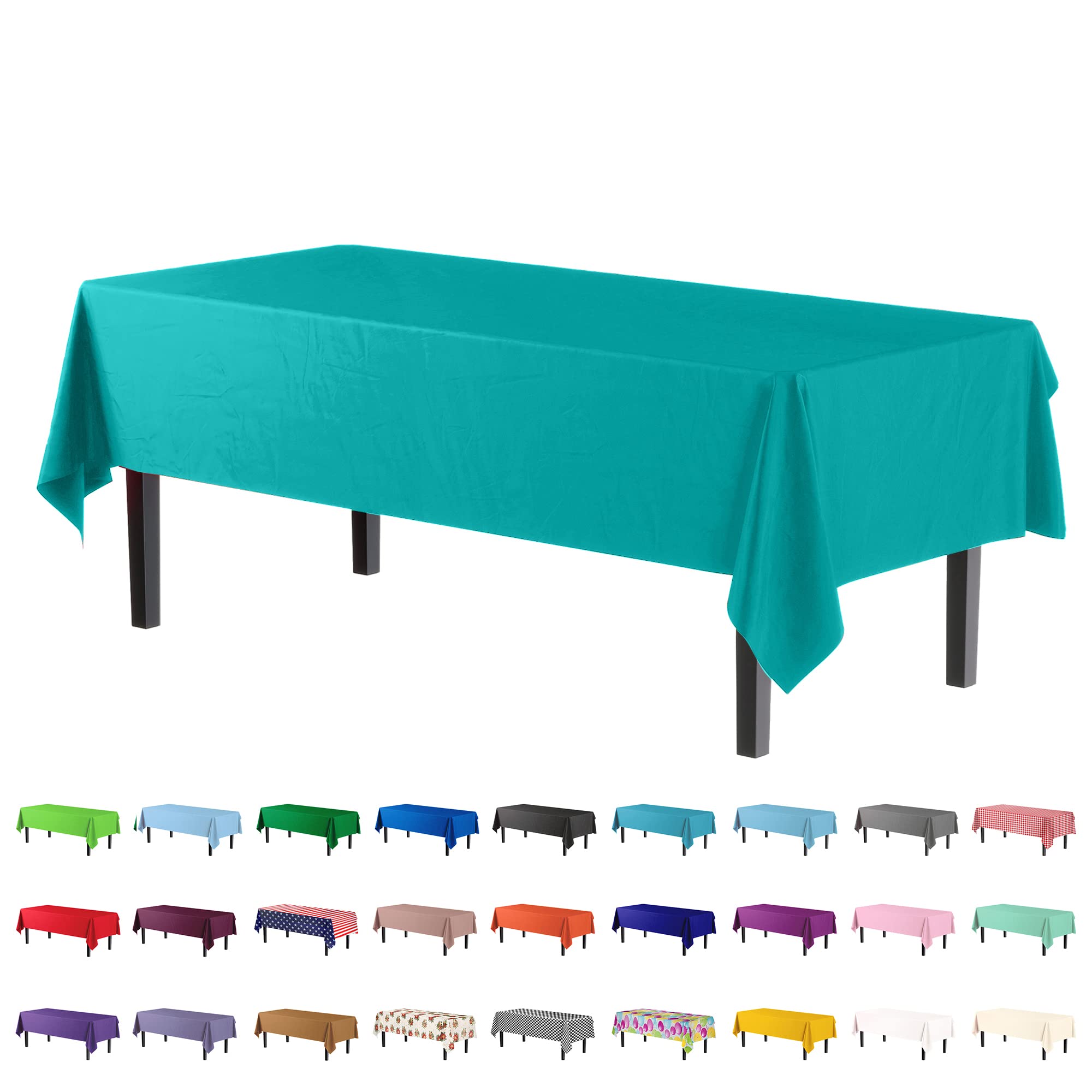 Premium Aqua Blue Plastic Table Covers | 12 Pack