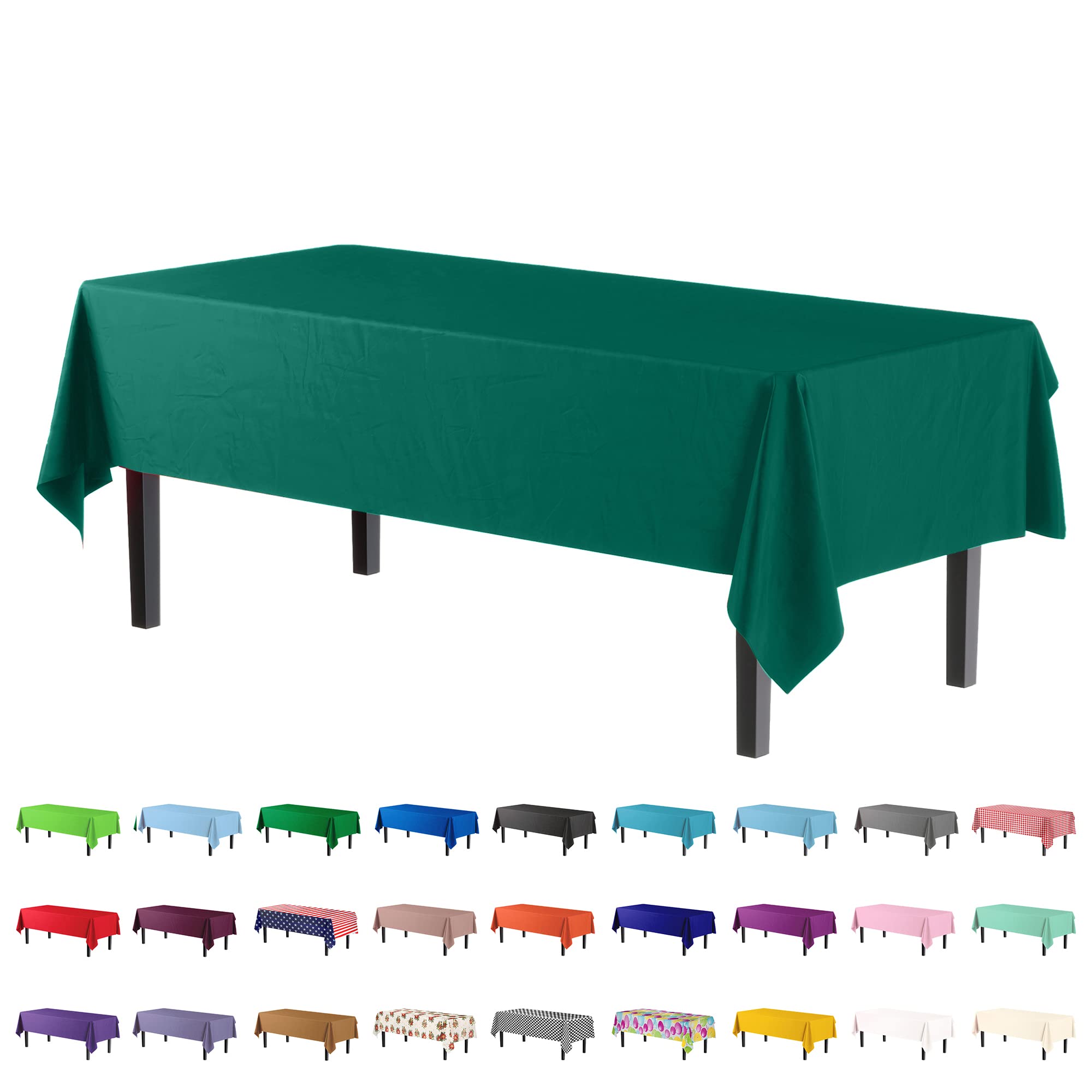 Premium Dark Green Plastic Table Cover | Case of 96