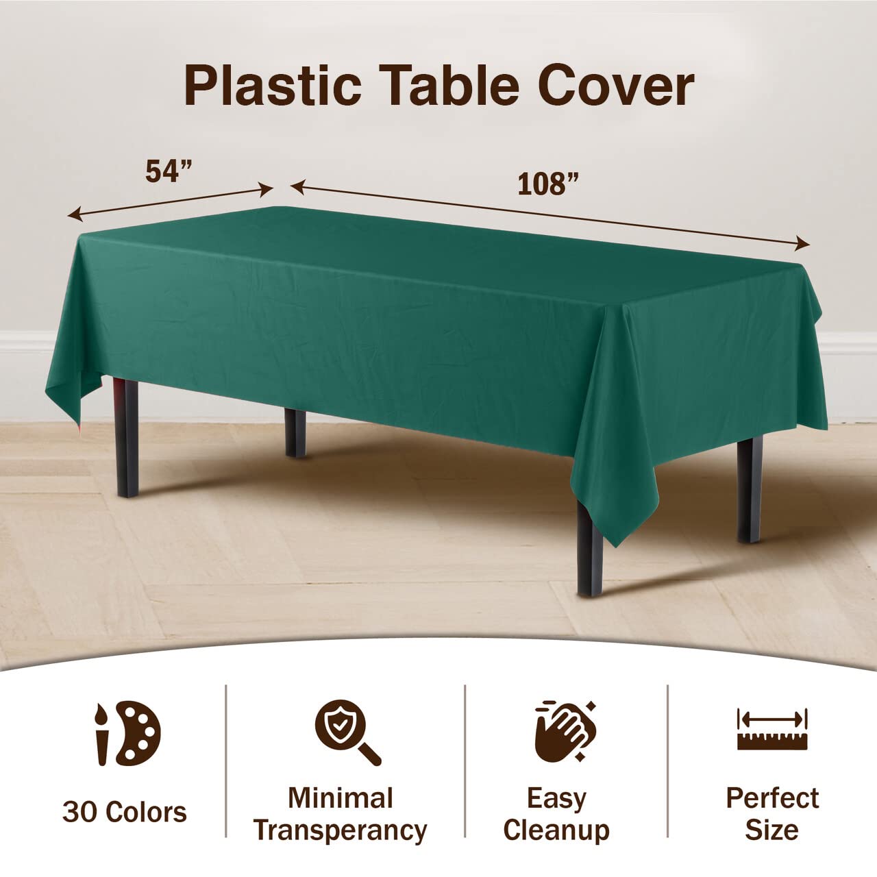 Premium Dark Green Plastic Table Cover | Case of 96