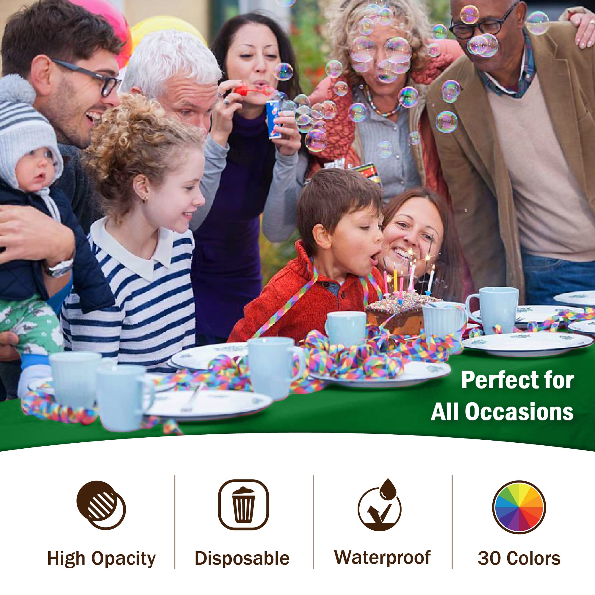 Premium Emerald Green Plastic Table Covers | 6 Pack