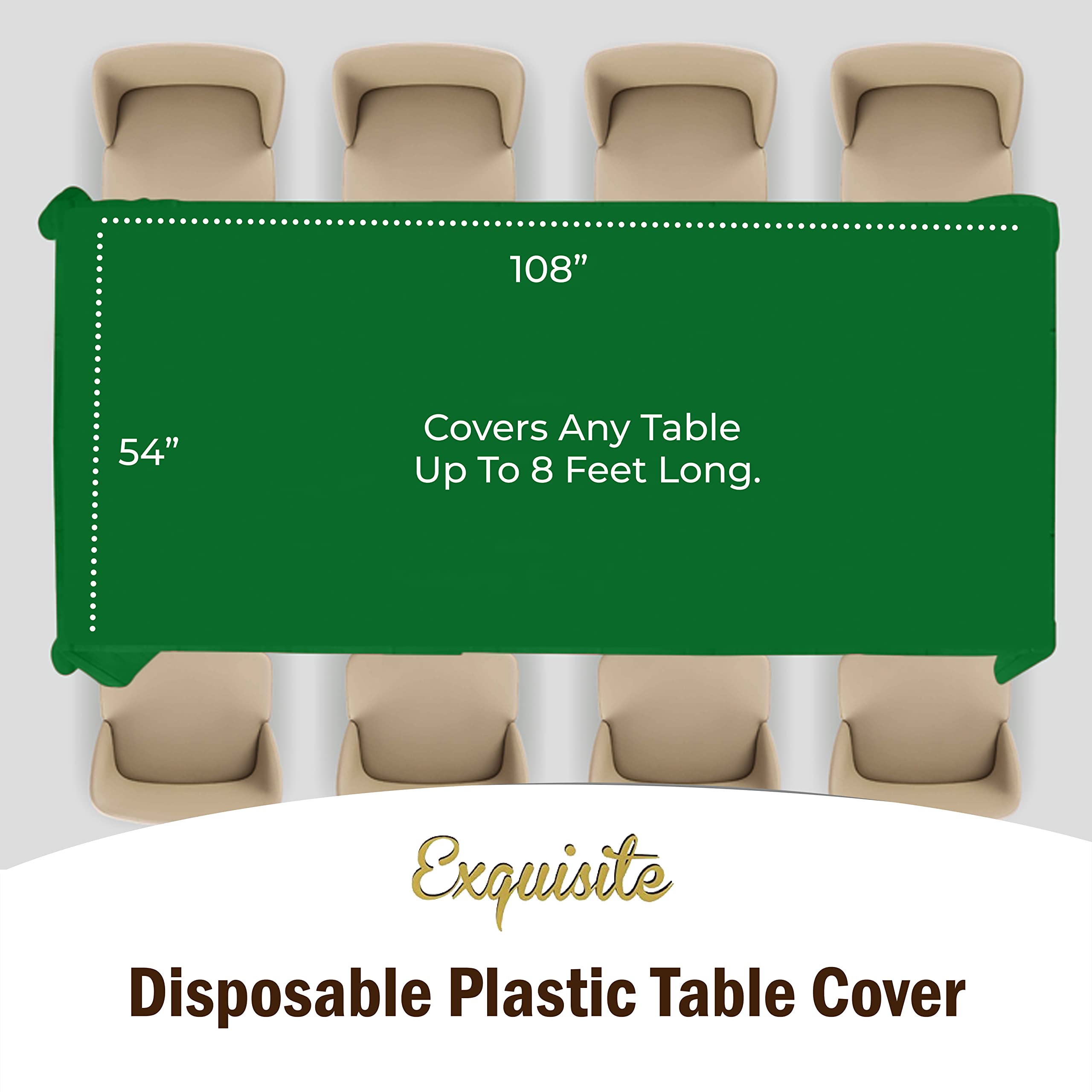 Premium Emerald Green Plastic Table Covers | 6 Pack