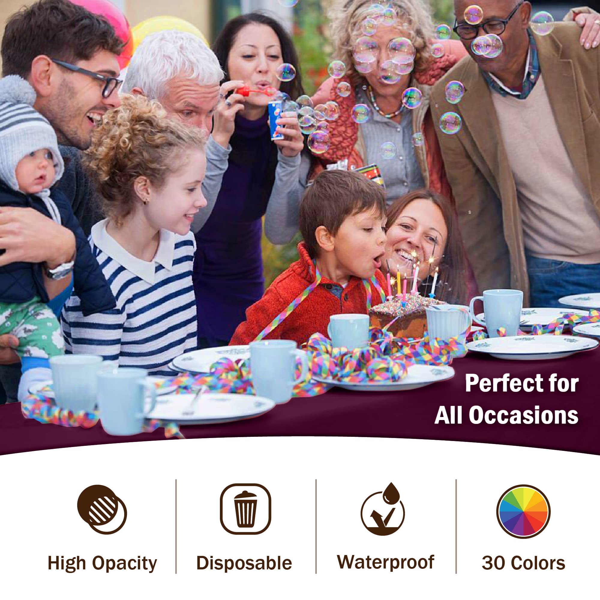Premium Plum Plastic Table Covers | 6 Pack