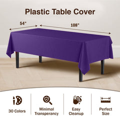 Premium Purple Plastic Table Covers | 6 Pack