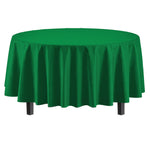 Premium Round Emerald Green Plastic Table Cover - 84 in.