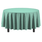 Premium Round Mint Plastic Table Cover - 84 in.