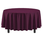 Premium Round Plum Plastic Table Cover - 84 in.