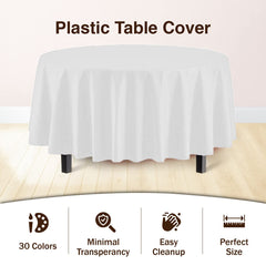 Premium Round White Plastic Table Cover | Case of 96