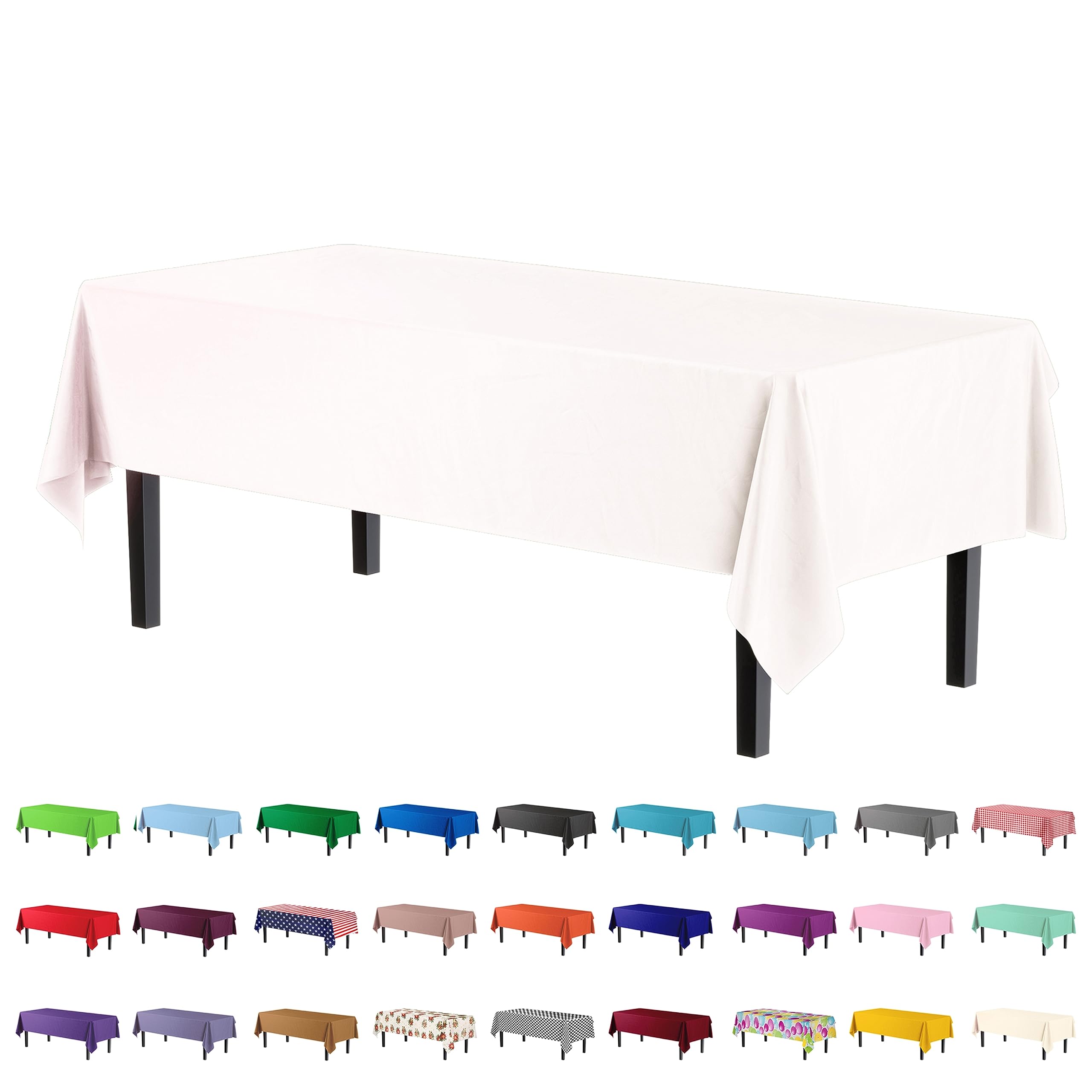 Premium White Plastic Table Cover | Case of 96