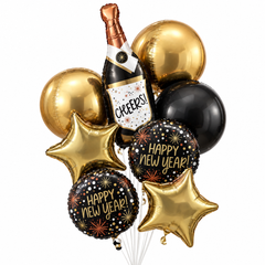 Premium New Year's Eve Confetti Foil Balloon Bouquet | 8 Count