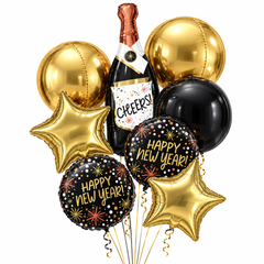 Premium New Year's Eve Confetti Foil Balloon Bouquet | 8 Count