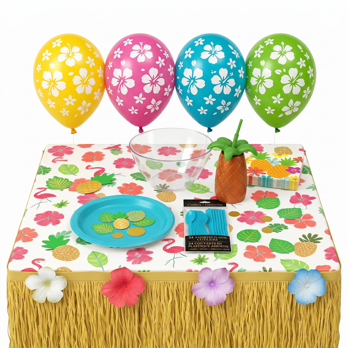 89 Pcs Tropical Luau Party Kit - For 8 Guests