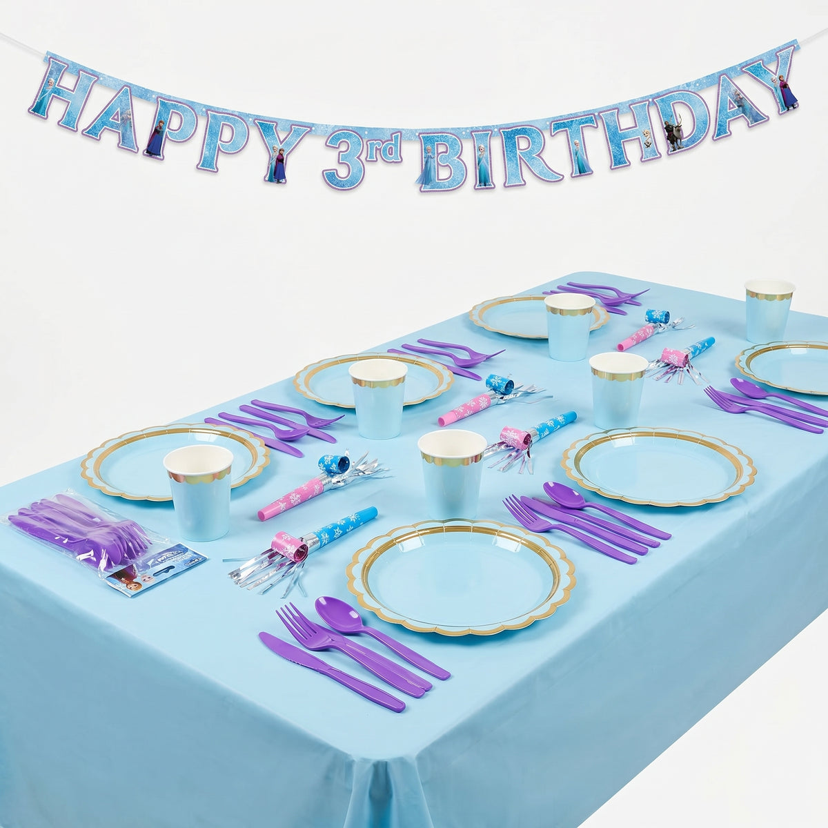 100 Pcs Frozen Base Birthday Party Kit | For 8 Guests