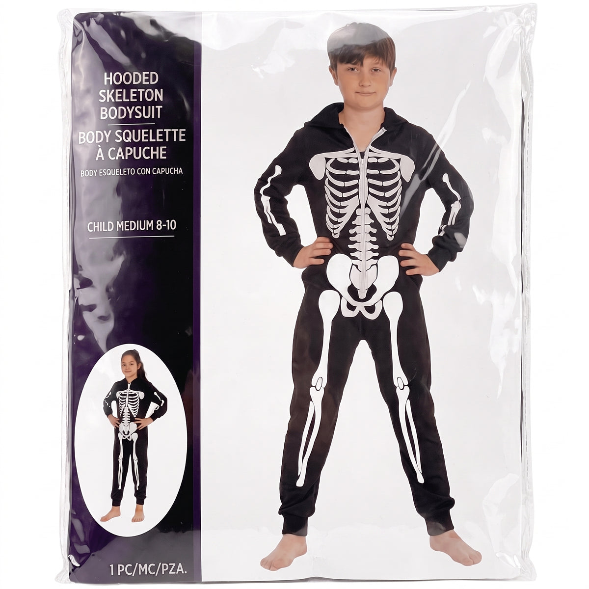 Boys' Skeleton Bodysuit with Hood - Child M (8-10)