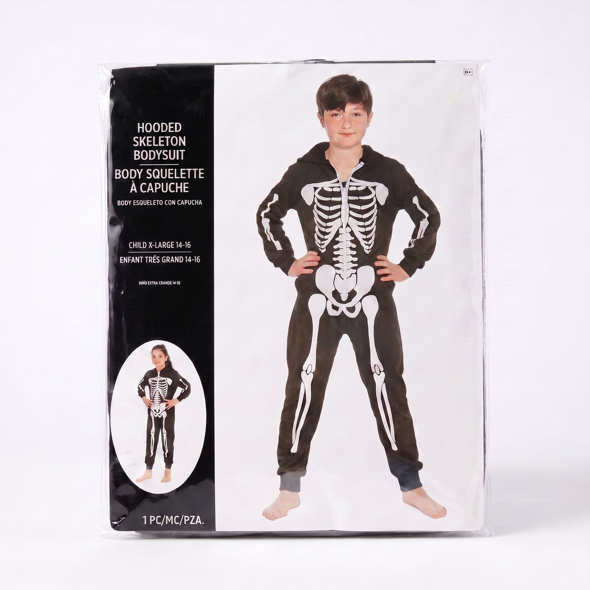 Boys' Skeleton Bodysuit with Hood - Child XL (14-16)