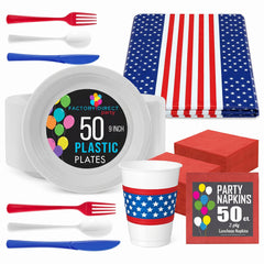 302 Pcs 4th Of July Party Kit - For 50 Guests