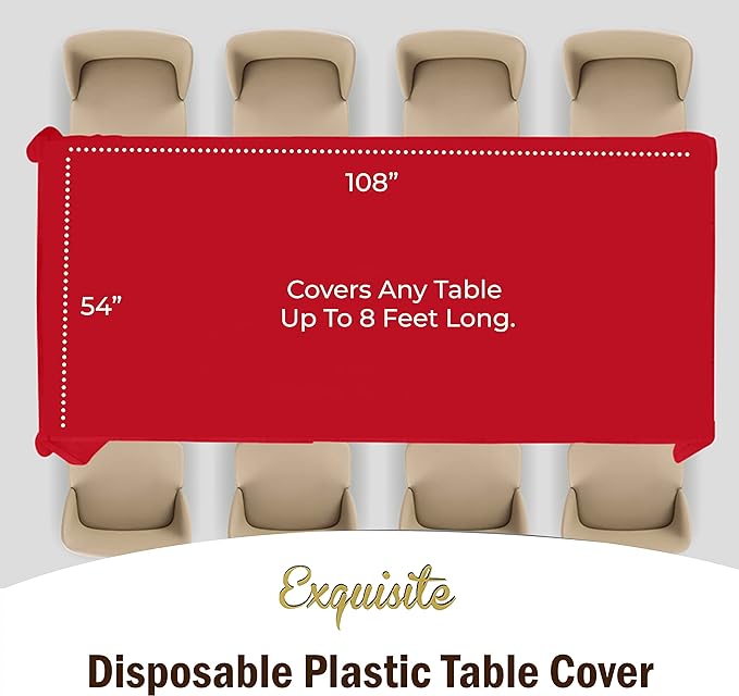 Premium Red Plastic Table Covers | 12 Pack