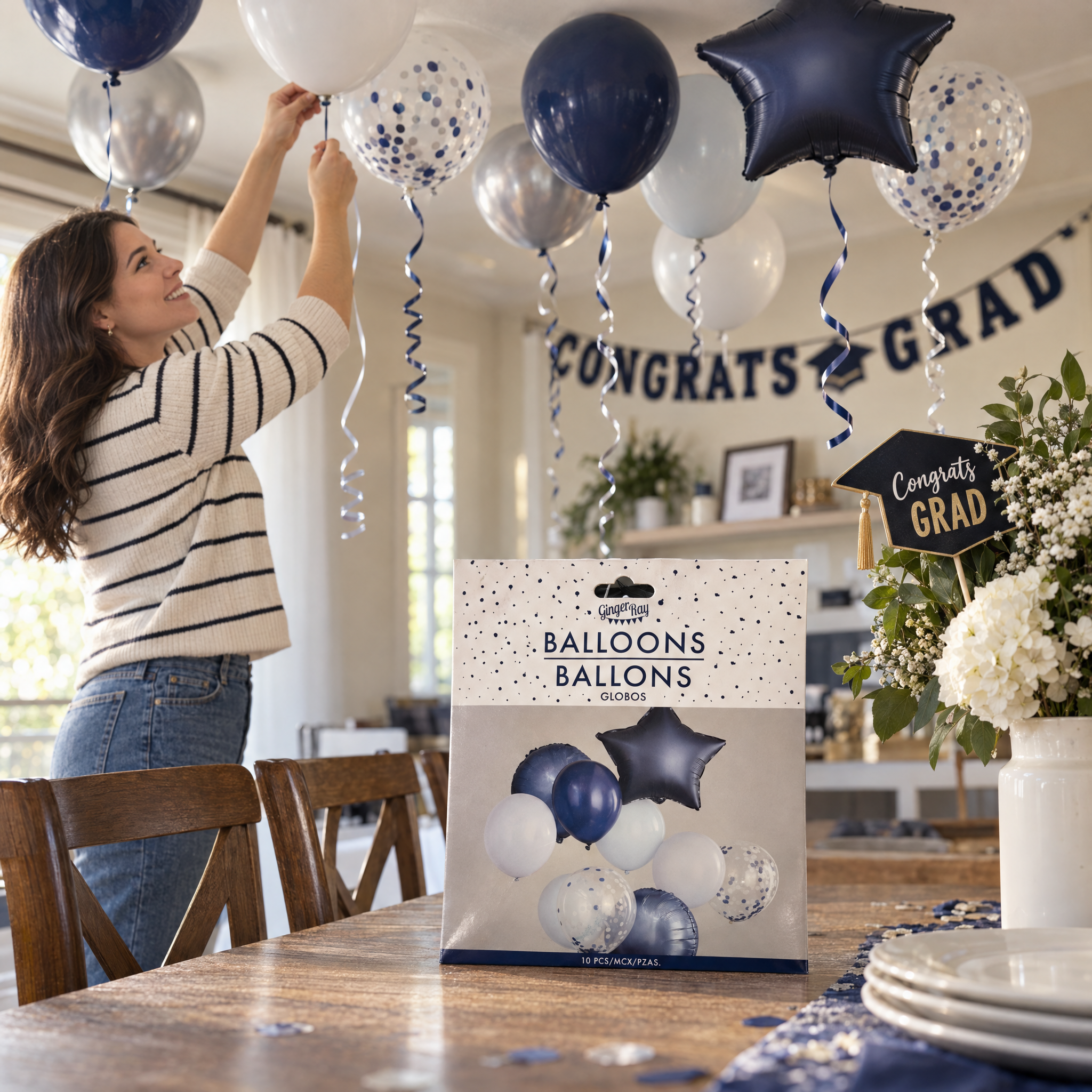 Elegant Blue Balloon Bouquet Bundle | 10 Count