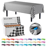 54 in. x 100 Ft. Cut to Size Plastic Table Cover | Black Gingham