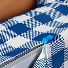 54 in. x 300 Ft. Cut to Size Plastic Table Cover | Blue Gingham