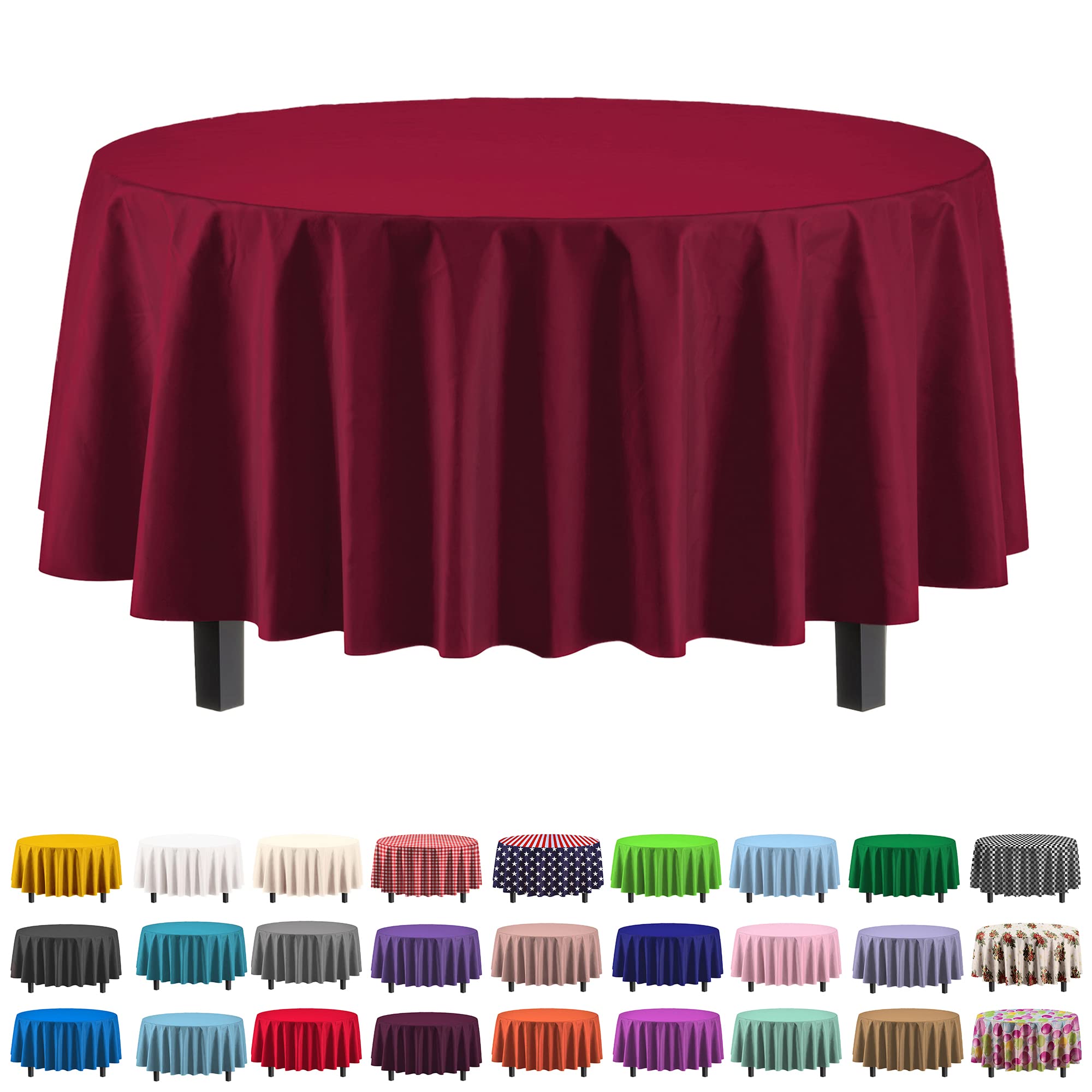 Round Burgundy Table Cover