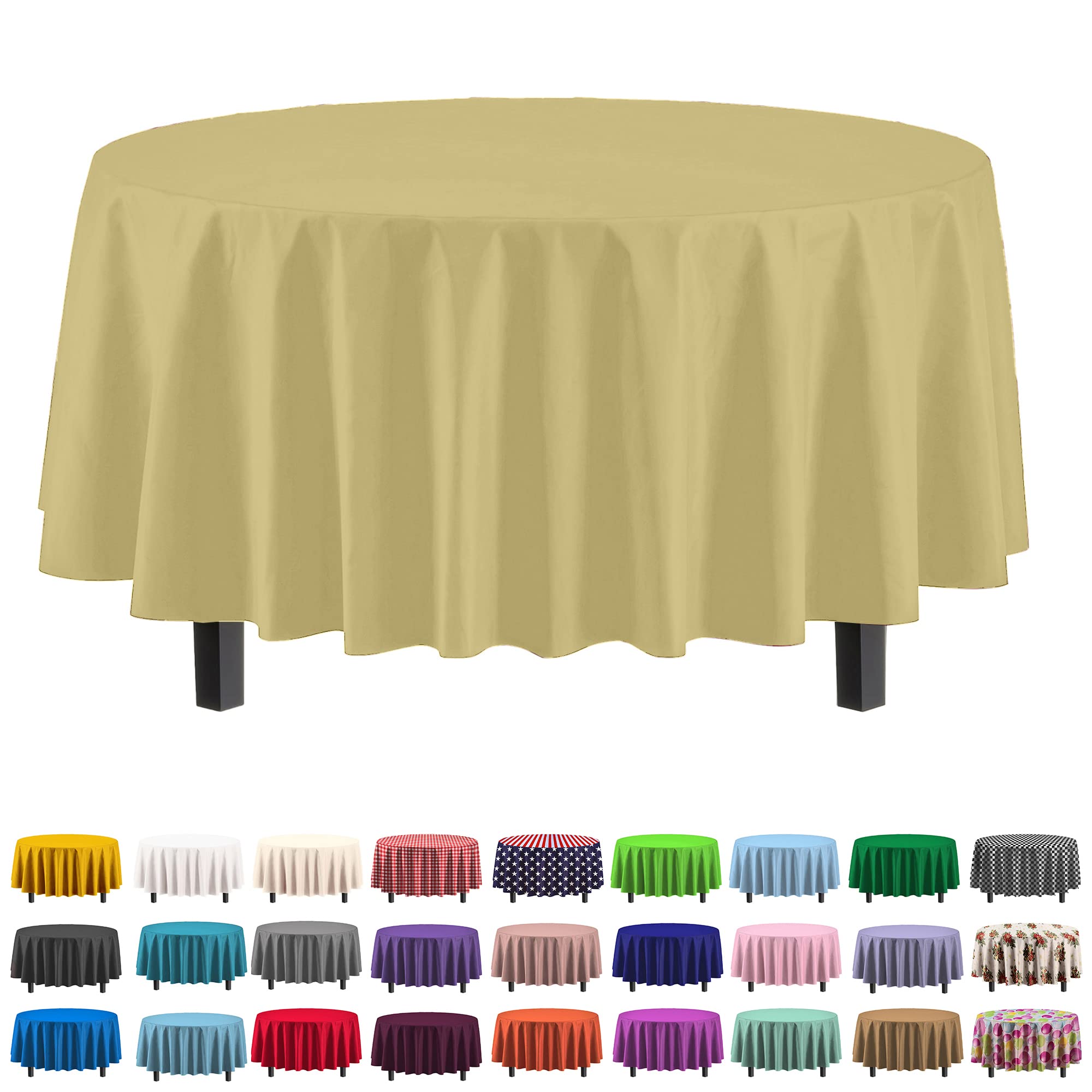 Round Light Yellow Plastic Table Cover | Case of 48