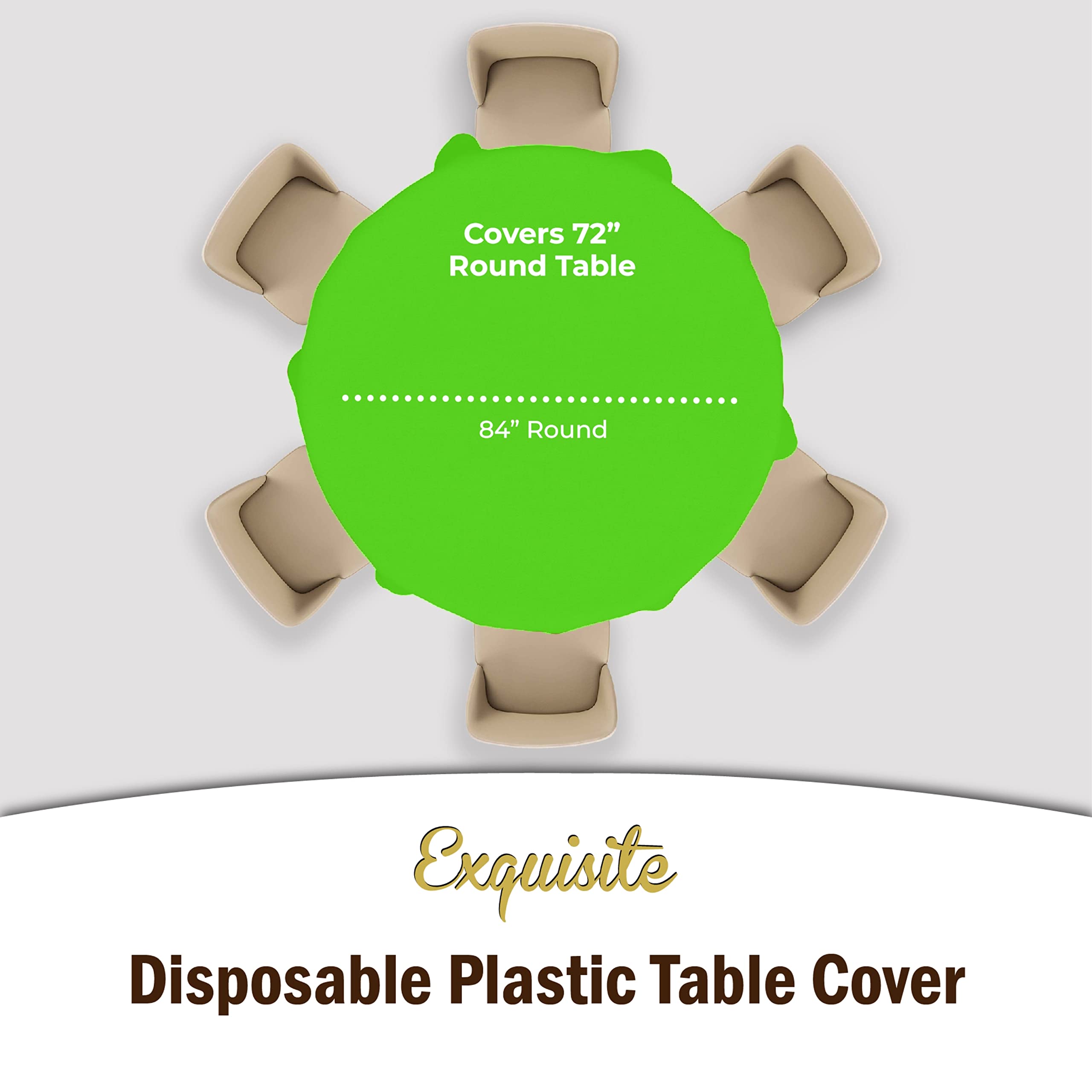 Round Lime Green Plastic Table Covers | 6 Pack