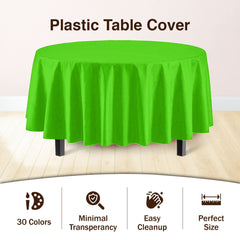 Round Lime Green Plastic Table Covers | 12 Pack