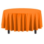 Round Orange Plastic Table Cover - 84 in.