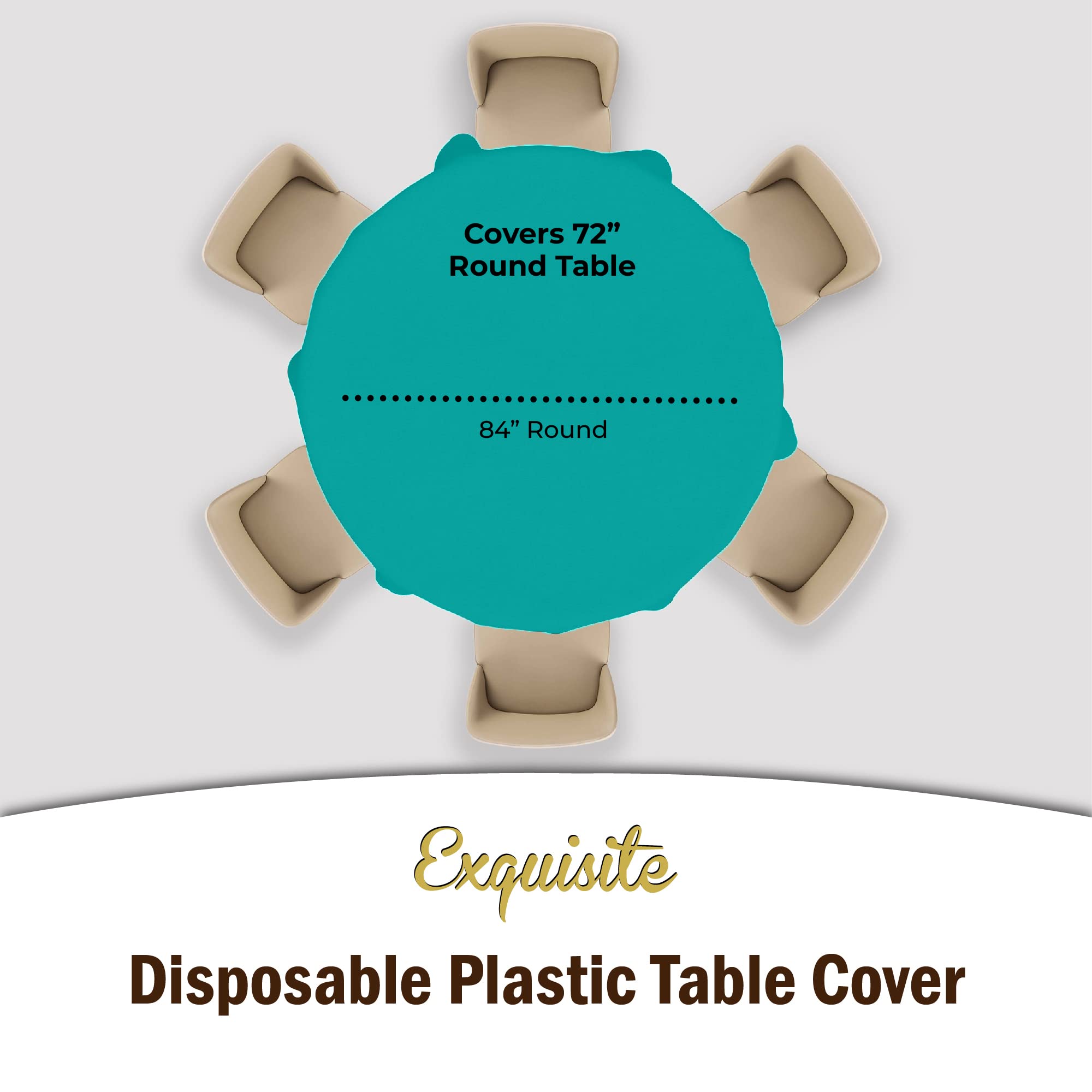 Round Teal Plastic Table Covers | 12 Pack