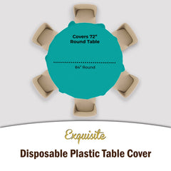 Round Teal Plastic Table Covers | 12 Pack