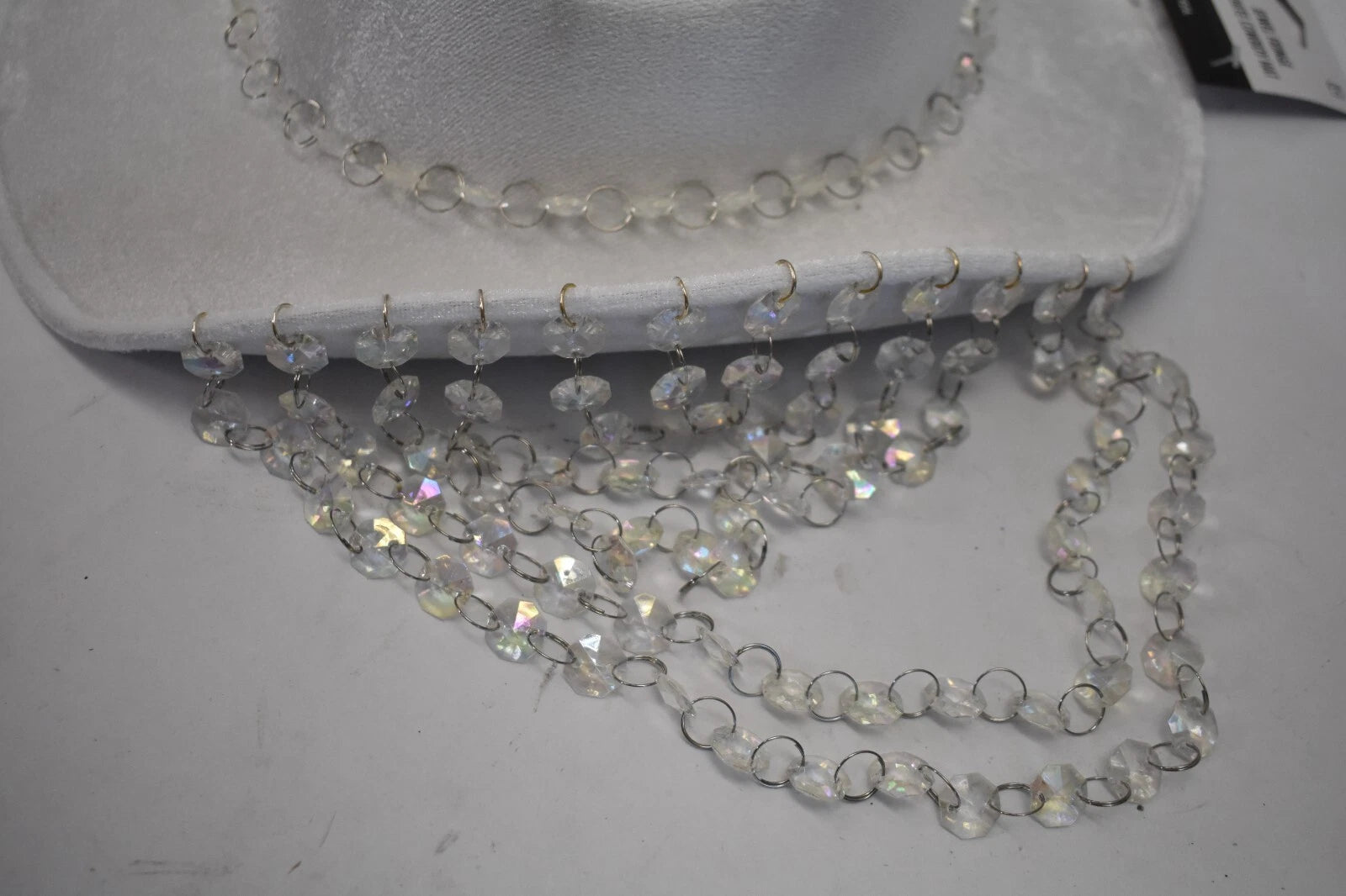 White Cowboy Hat with Jewel Fringe