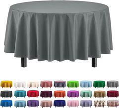Premium Round Silver Plastic Table Cover | Case of 96