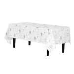 Silver Star Print Plastic Tablecloth - 54 In. x 108 In.