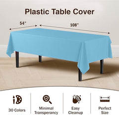 Premium Sky Blue Plastic Table Cover | Case of 96