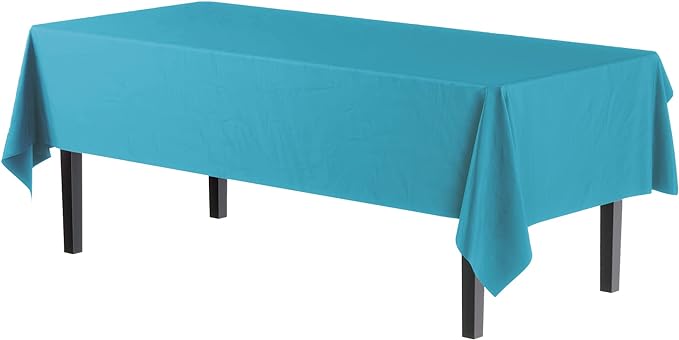 Premium Turquoise Plastic Table Covers | 12 Pack