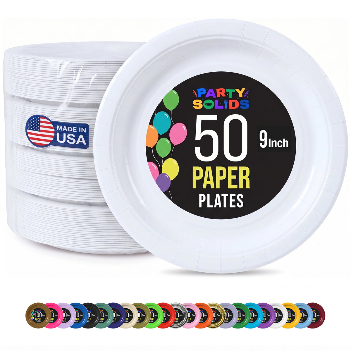 9 in. White Paper Plates | 50 Ct.