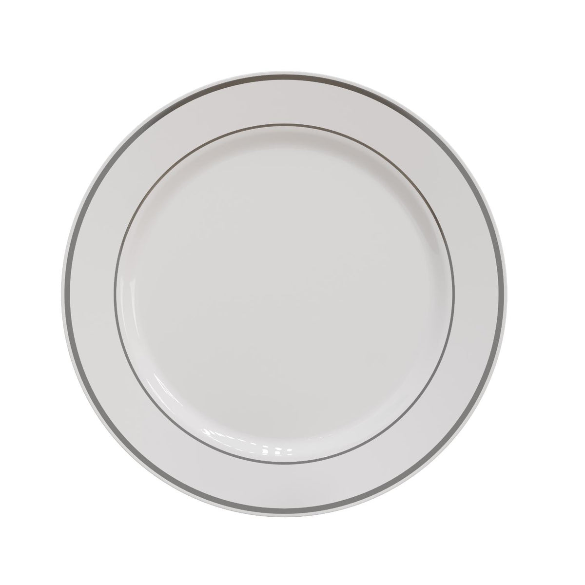 10.25 In. White/ Silver Line Design Plates | 10 Count