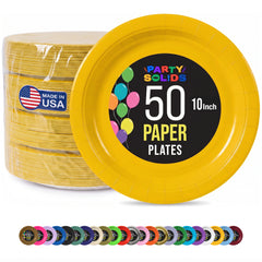 10 In. Yellow Paper Plates - 50 Ct.
