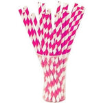 Hot Pink Striped Paper Straws - 7.75 in. | 25 Count