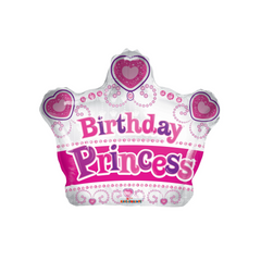 Pink/White Crown Mylar Balloon - 1 Ct.