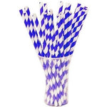 Bright Blue Striped Paper Straws - 7.75 in. | 25 Count